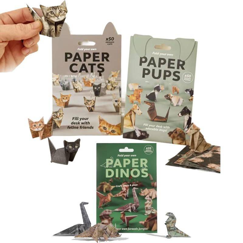 Katzen Handgemacht DIY Papier Kreativ DIY Papier Katze Hund Dinosaurier Falten Tier Falten Bastelpapier Set für Heimdekoration Geschenke von Joom DACH