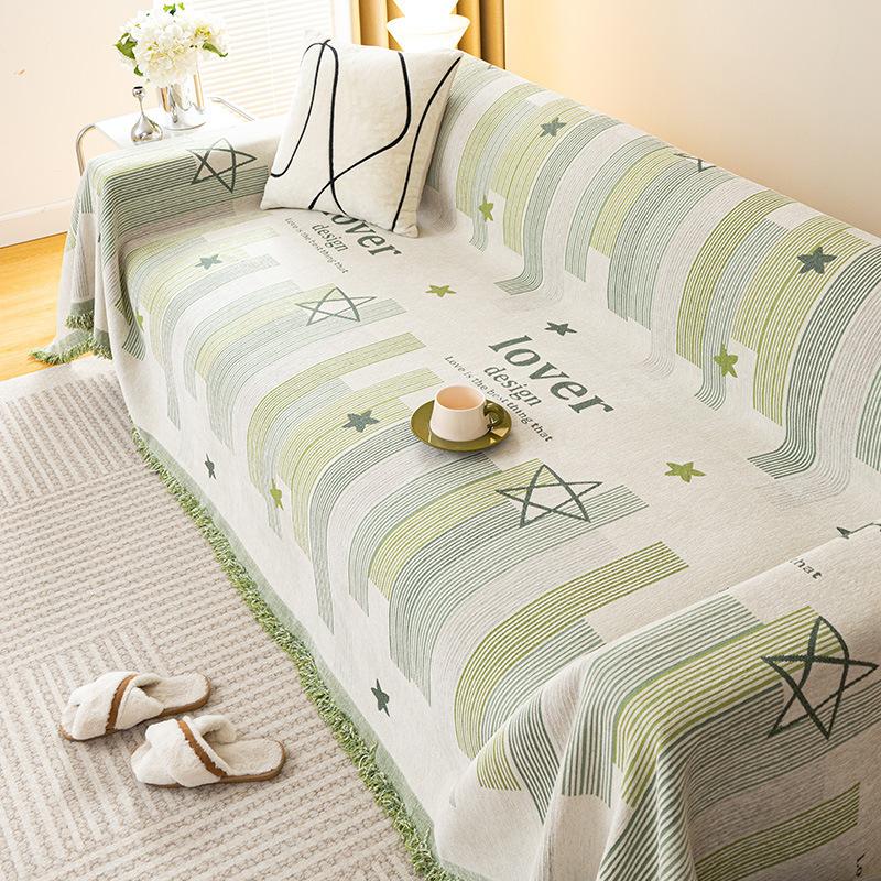 Katzenkratzfestes Chenille-Sofa-Vollbezug, universelles nordisches Anti-Rutsch-Sofa-Handtuch für alle Jahreszeiten 180x130cm grün von Joom DACH