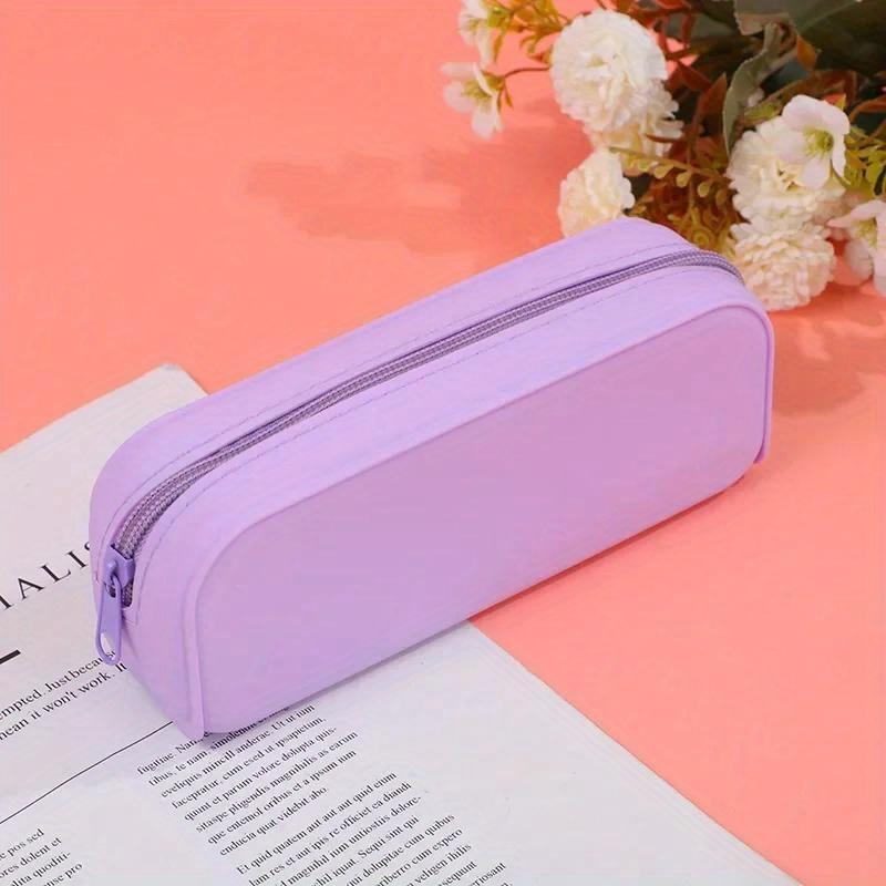 Kawaii Bunte Silikon Bleistift Fall Niedlich Mode Bleistift Tasche Schreibwaren Lagerung Beutel Student Schule Liefert Student Geschenk violett von Joom DACH