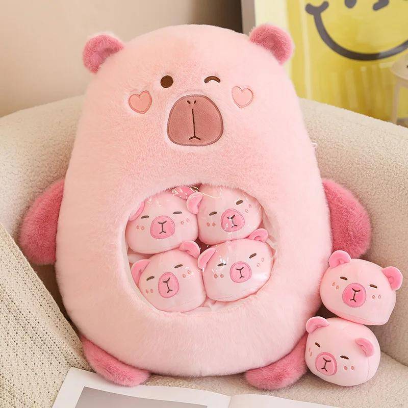 Kawaii Capybara Plüschtier Capybara Kissen Niedliche Puppe Meerschweinchen Puppe Jungen Mädchen Anime Heimdeko 40x45cm rosa von Joom DACH