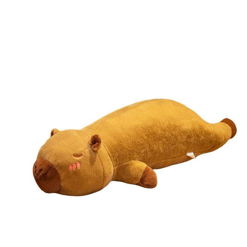 Kawaii Capybara Plüschtier Gefüllte Capibara Flauschige Puppe Langer Schlaf Weiches Kissen Sofakissen Nickerchen Schlafen Spielzeug für Schule Weihnachten 60cm braun von Joom DACH