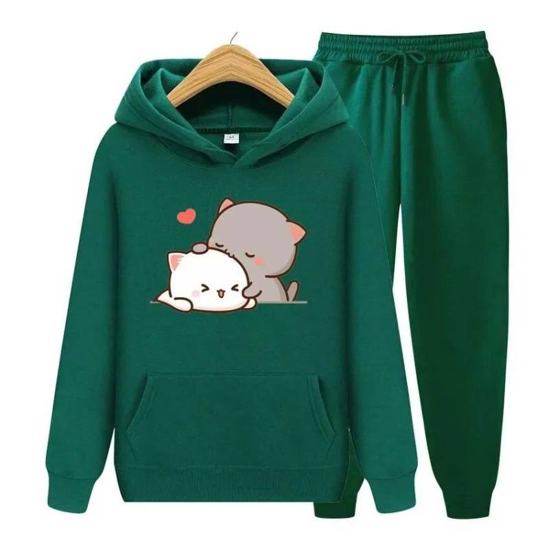 Kawaii Girl Anime Druck Herbst Winter Hoodies + Hosen Zweiteiler Set Damen Hoodies Trainingsanzüge Jogger dicke warme Kleidung M von Joom DACH