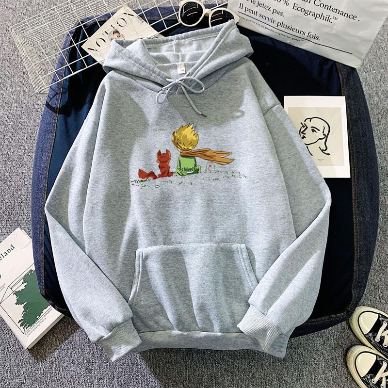 Kawaii Hoodie Cartoon Mädchen Übergroßes Sweatshirt Frühling/Herbst Hellblau Tops Langarm XL grau von Joom DACH