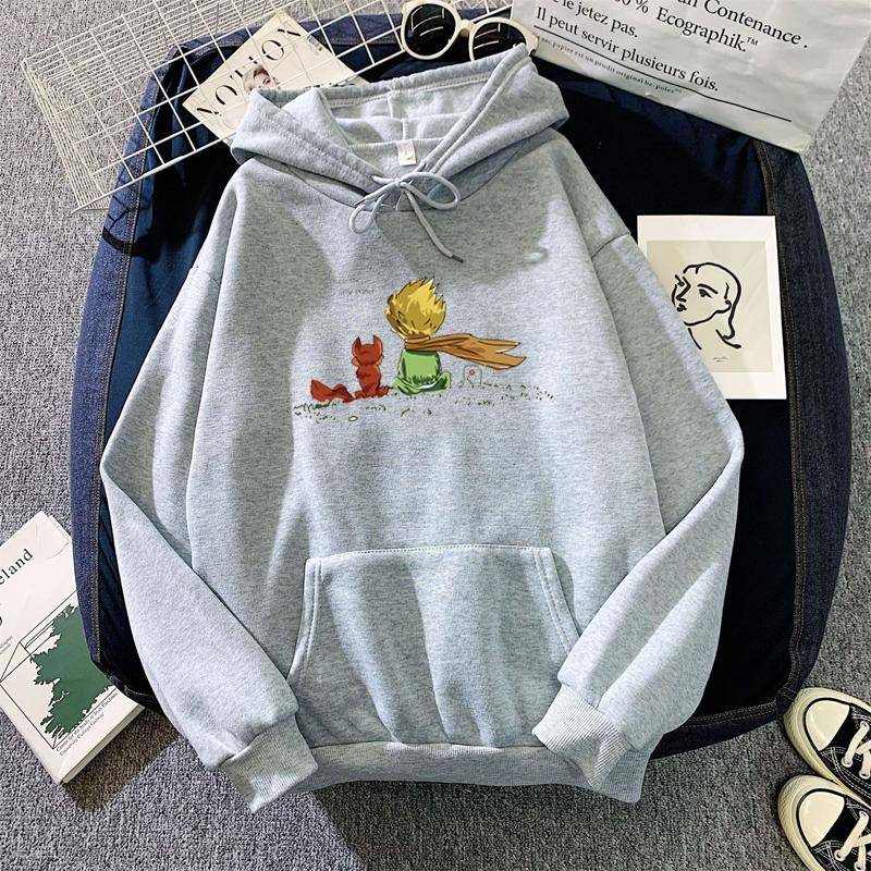 Kawaii Hoodie Cartoon Mädchen Übergroßes Sweatshirt Frühling/Herbst Hellblau Tops Langarm XL grau von Joom DACH