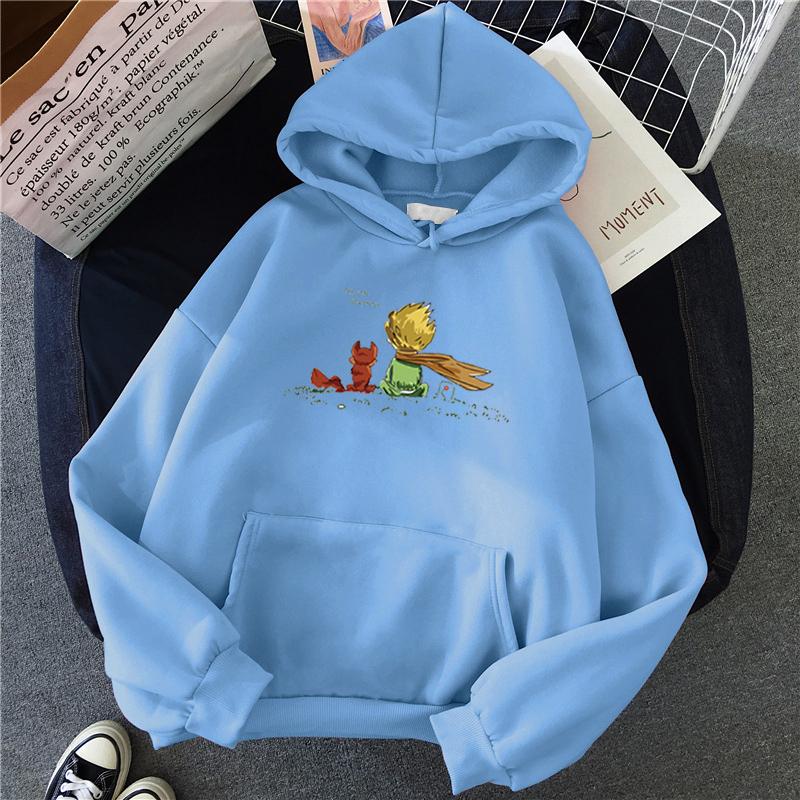 Kawaii Hoodie Cartoon Mädchen Übergroßes Sweatshirt Frühling/Herbst Hellblau Tops Langarm XXL himmelblaue von Joom DACH