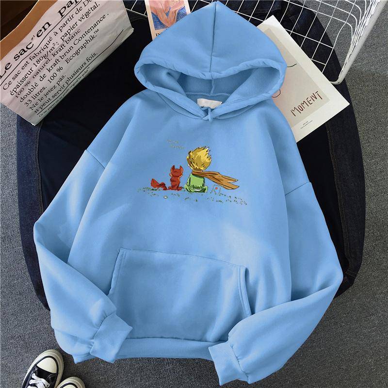 Kawaii Hoodie Cartoon Mädchen Übergroßes Sweatshirt Frühling/Herbst Hellblau Tops Langarm XXL himmelblaue von Joom DACH