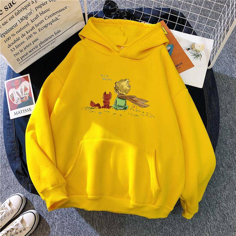 Kawaii Hoodie Cartoon Mädchen Übergroßes Sweatshirt Frühling/Herbst Hellblau Tops Langarm XXXL gelb von Joom DACH