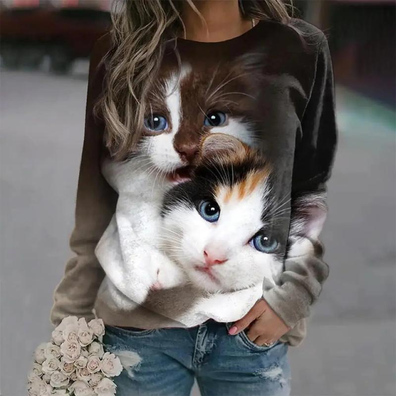 Kawaii Katze Damen T-Shirt 3D-Druck Casual Langarm T-Shirts Übergroße Harajuku Pullover Kleidung Tägliche Bluse Weibliche Lose Tops 4XL Kawaii Katze Damen T-Shirt 3D-Druck Casual Langarm T-Shirts Übergroße Harajuku Pullover Kleidung Tägliche Bluse Weibliche Lose Tops 4XL von Joom DACH