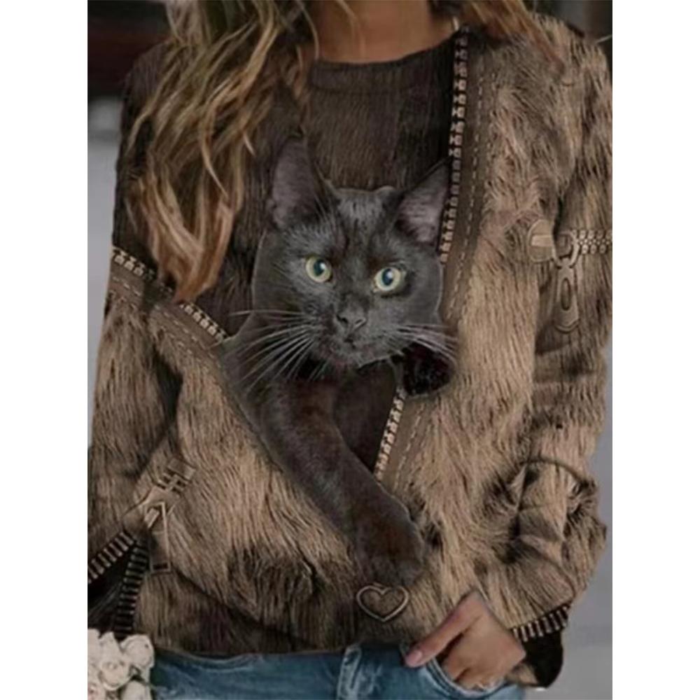 Kawaii Katze Damen T-Shirt 3D-Druck Casual Langarm T-Shirts Übergroße Harajuku Pullover Kleidung Tägliche Bluse Weibliche Lose Tops XL Kawaii Katze Damen T-Shirt 3D-Druck Casual Langarm T-Shirts Übergroße Harajuku Pullover Kleidung Tägliche Bluse Weibliche Lose Tops XL von Joom DACH