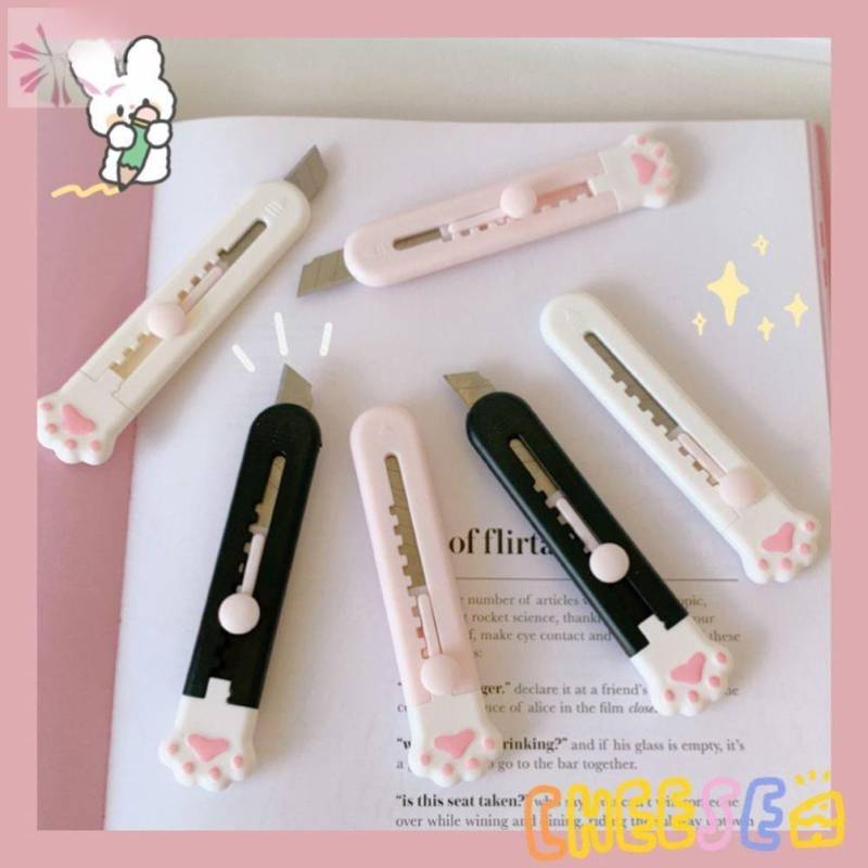 Kawaii Mini Pocket Cat Paw Art Utility Messer Express Box Messer Papierschneider Handwerk Verpackung nachfüllbare Klinge Briefpapier weiß von Joom DACH