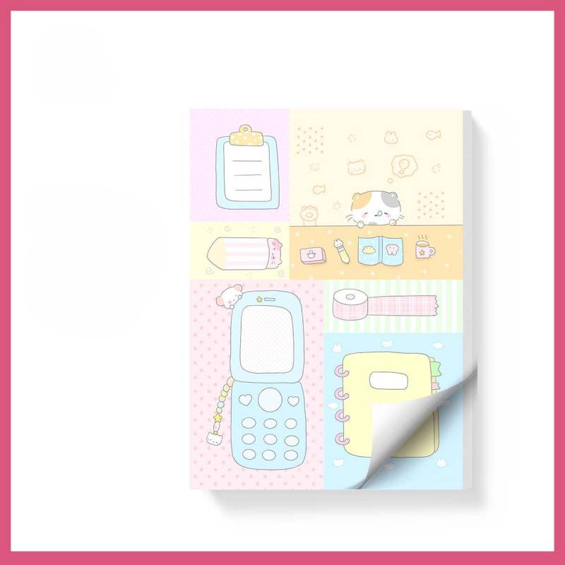 Kawaii Schreibwaren Notizblöcke 50 Blatt Scrapbook Material Notizpapier Mehrfach gefaltete Notizen Zubehör Büros Dekoratives Buch von Joom DACH