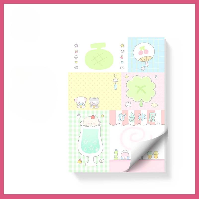Kawaii Schreibwaren Notizblöcke 50 Blatt Scrapbook Material Notizpapier Mehrfach gefaltete Notizen Zubehör Büros Dekoratives Buch von Joom DACH