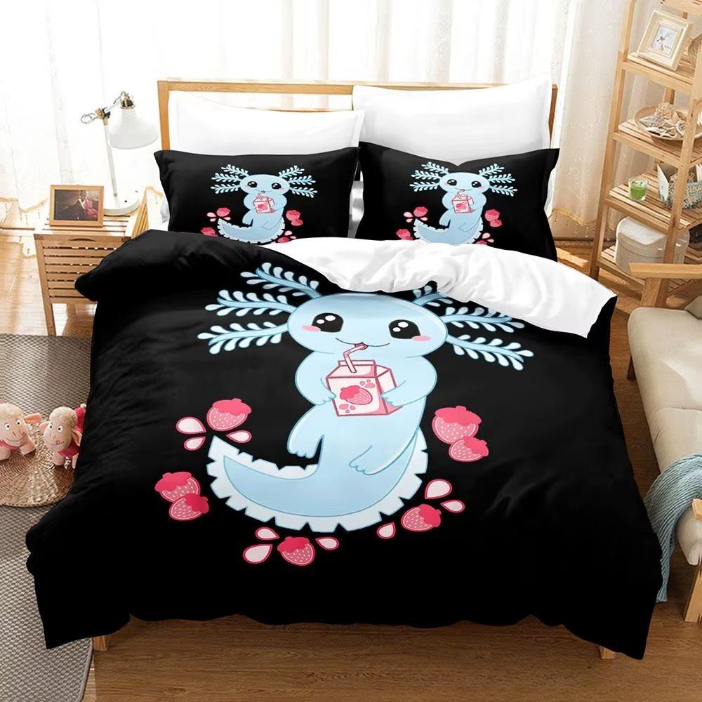 Kawaii Tier Axolotl Bettwäsche Set Bettdecke Erwachsene Kind Schlafzimmerdeko Bettbezug Kissenbezug Set Einzelbett Twin Full Queen King Size EU Single 135x200cm von Joom DACH