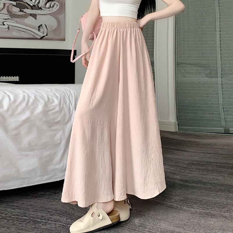 Kawaii Weiße Lange Hosen Frauen Koreanische Mode Süße Patchwork Hohe Taille Lose A-linie Rock Hose L rosa von Joom DACH