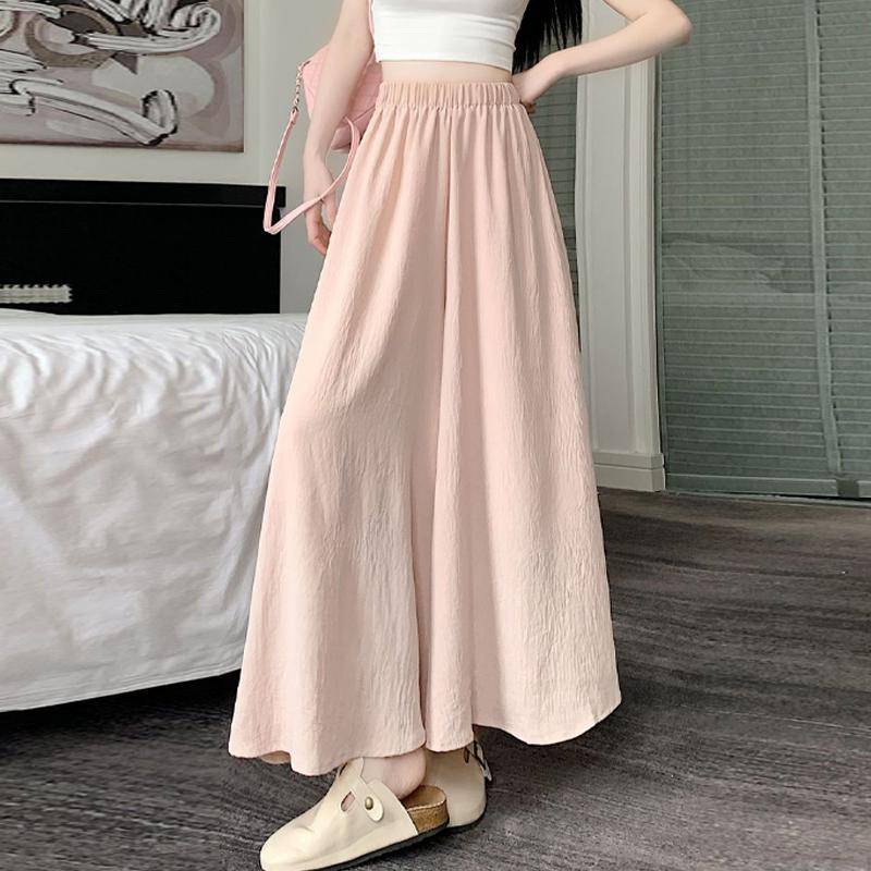 Kawaii Weiße Lange Hosen Frauen Koreanische Mode Süße Patchwork Hohe Taille Lose A-linie Rock Hose L rosa von Joom DACH