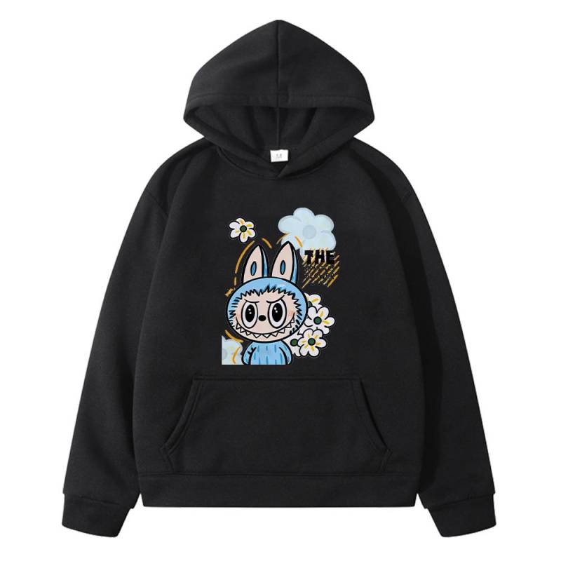 Kawaii labubu Print Hoodies Fleece Sweatshirt Jungen Pullover Cartoon Herbst Anime Hoodie Jacke y2k Sudaderas Kinderkleidung Mädchen 130 schwarz von Joom DACH