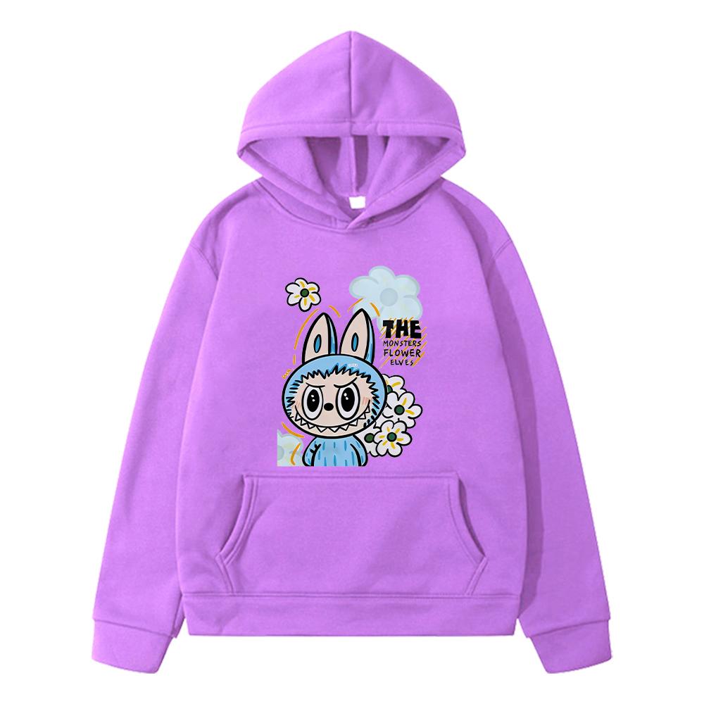 Kawaii labubu Print Hoodies Fleece Sweatshirt Jungen Pullover Cartoon Herbst Anime Hoodie Jacke y2k Sudaderas Kinderkleidung Mädchen 150 violett von Joom DACH