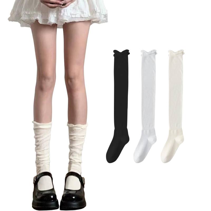 Kayiyasu Feinstrümpfe Schwarz und Niedlich Wade Locker Perfekt für und Set 3 1 1 1 Damen Kniestrümpfe, Set, Weiß, Beinverlängernde Socken, Passform, Stilvoll, von Joom DACH