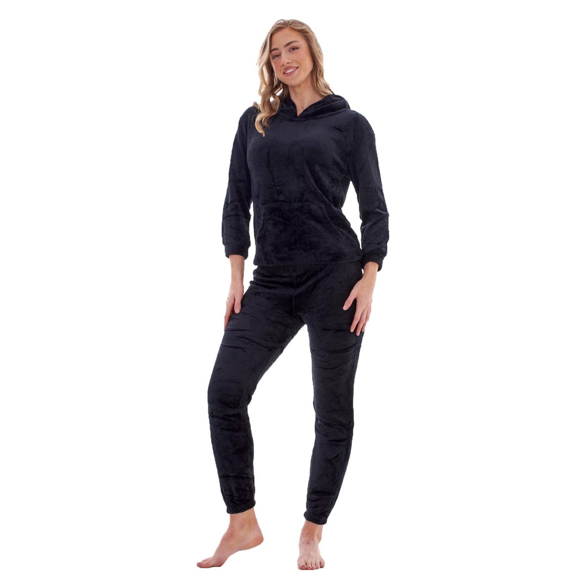 Keanu Damen/Damen Langarm-Pyjama-Set mit Reißverschluss 16 UK - 18 schwarz von Joom DACH