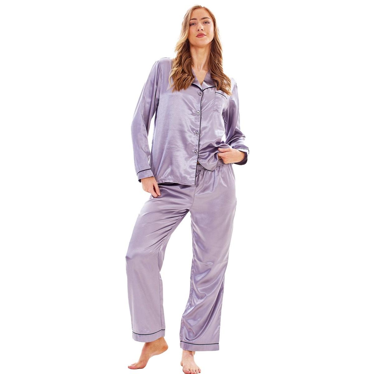 Keanu Damen/Damen Satin Lang Pyjama Set 16 UK - 18 grau von Joom DACH