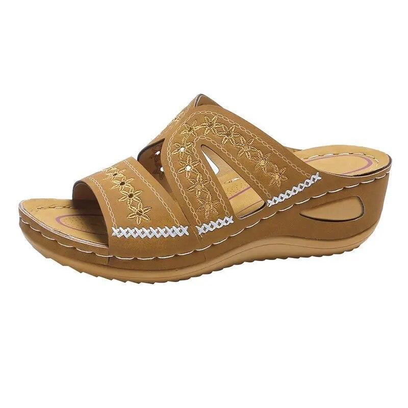 Keilsandalen für Damen, Vintage-Hausschuhe für Frauen, orthopädische, rutschfeste Sandalen mit offener Spitze, dicke Unterseite, weibliche Plateau-Retro-Schuhe 39 hellbraune Keilsandalen für Damen, Vintage-Hausschuhe für Frauen, orthopädische, rutschfeste Sandalen mit offener Spitze, dicke Unterseite, weibliche Plateau-Retro-Schuhe 39 hellbraune von Joom DACH