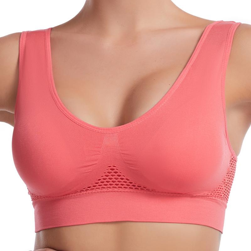 Kein Stahlring, hohles Netz, Belüftungsloch, Sport-BH, stoßfest, Yoga, Laufen, große Unterwäsche, Damen-Sport-BH XXXXXL wassermelone roten von Joom DACH