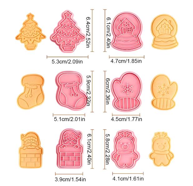 Keksausstecher Weihnachten Teig Stempel Kunststoff 3D Cartoon Pressbare Keksform Süßwaren Backen Gebäck Backformen von Joom DACH
