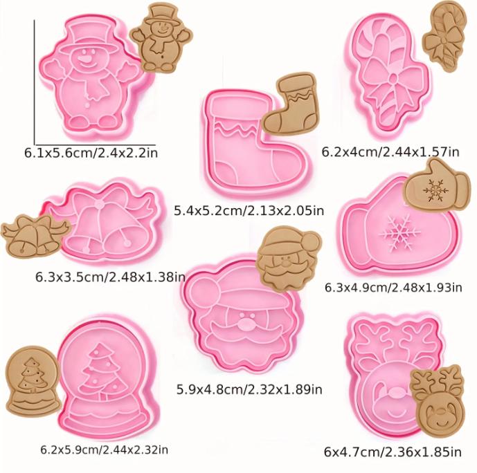 Keksausstecher Weihnachten Teig Stempel Kunststoff 3D Cartoon Pressbare Keksform Süßwaren Backen Gebäck Backformen von Joom DACH