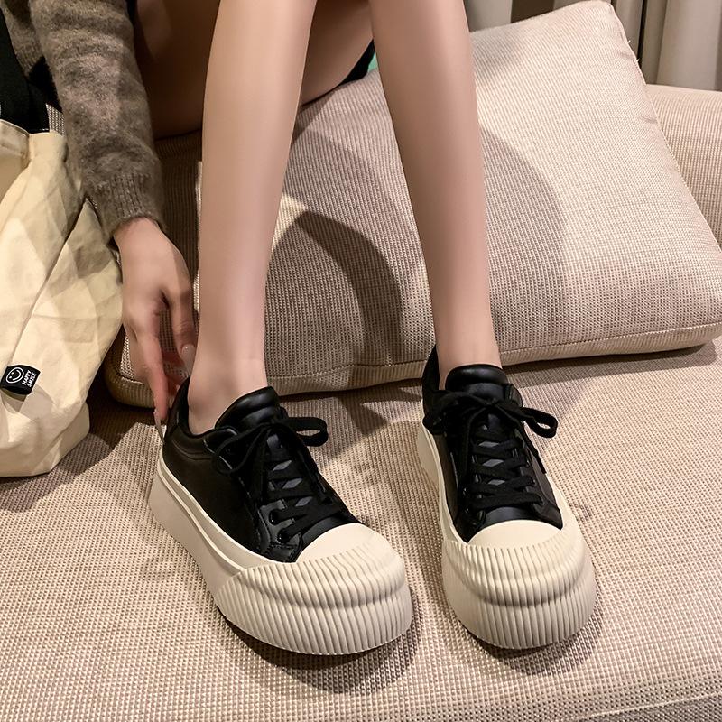 Keksform Schuhe Damen Unsichtbarer Versteckter Absatz Weiße Schuhe Frühling Plateau Freizeitschuhe Sportliche Board Schuhe 40 schwarz von Joom DACH