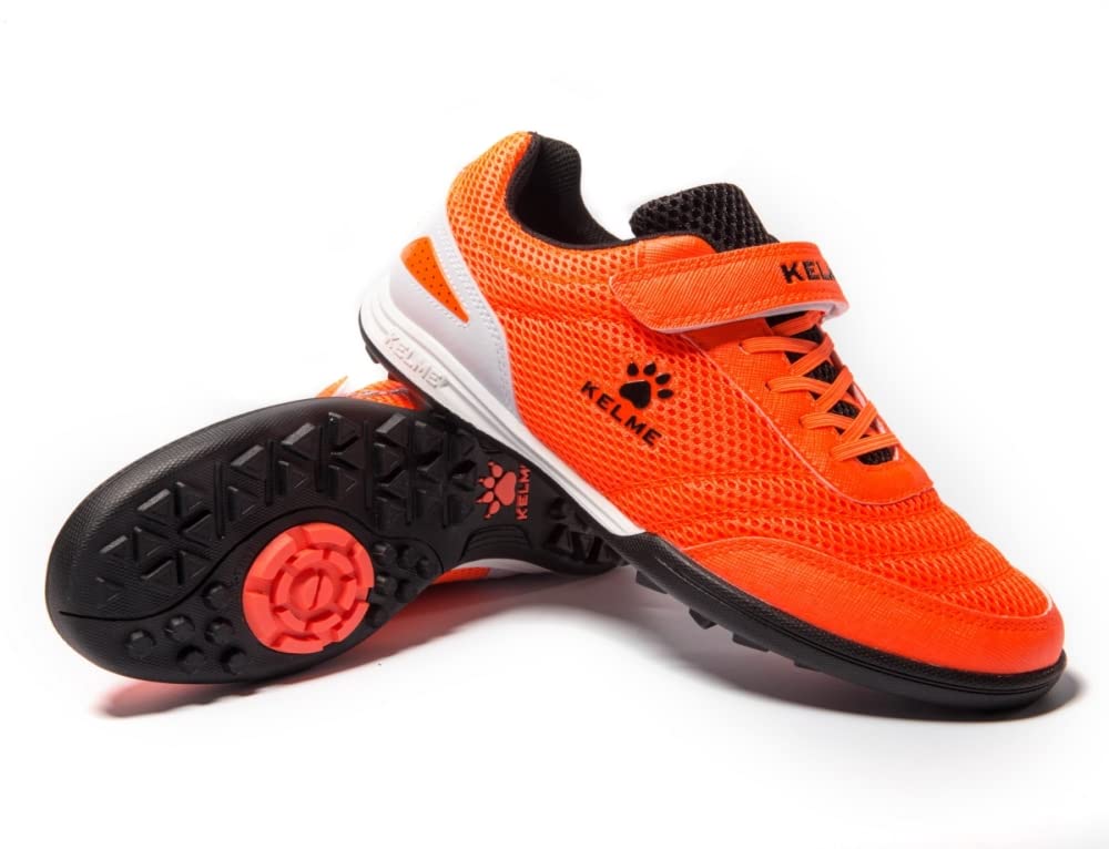 Kelme Kinder TF Fußball Trainingsschuhe, Junior Futsalschuhe, Klettverschluss, Größen 18,5cm - 25,0cm (Orange, Größe 23.0cm) von Joom DACH