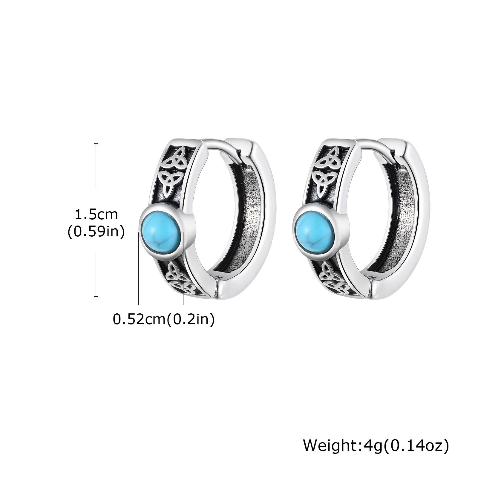 Keltischer Knoten Türkis Ohrringe für Männer Jungen, Edelstahl Naturstein Creolen, Wikinger Vintage Zirkon Geschenke von Joom DACH
