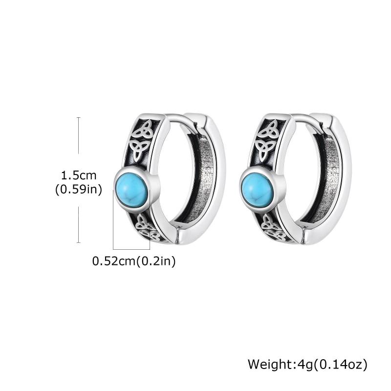 Keltischer Knoten Türkis Ohrringe für Männer Jungen, Edelstahl Naturstein Creolen, Wikinger Vintage Zirkon Geschenke von Joom DACH