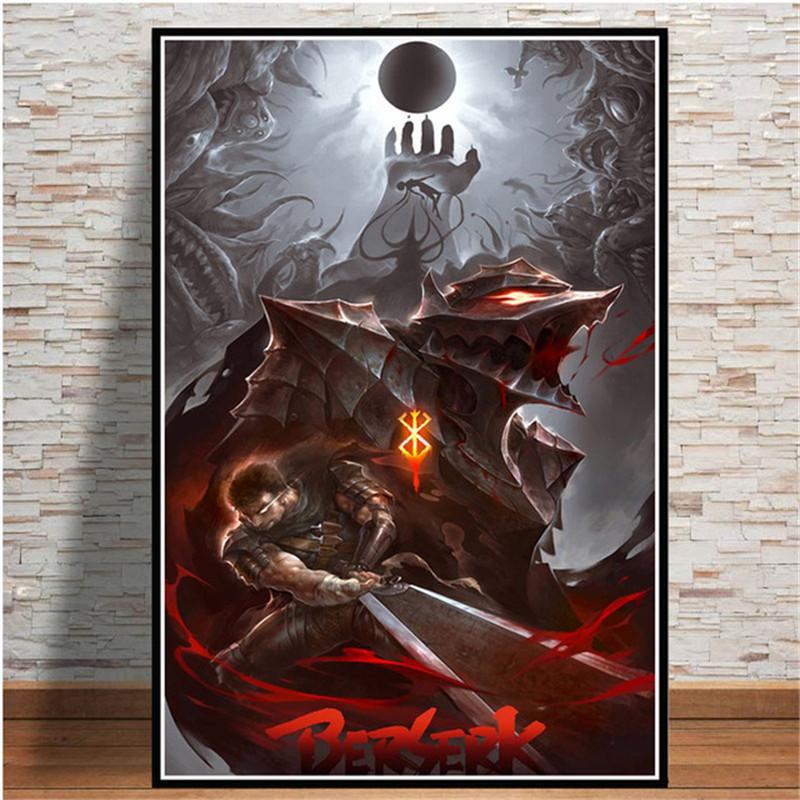 Kentaro Miura Berserk Japan Anime Poster Retro Cartoon Leinwand Gemälde und Druck Vintage Kunst Wand Dekorativ Home Decor Cuadro Kein Rahmen 21*30cm von Joom DACH