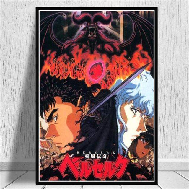 Kentaro Miura Berserk Japan Anime Poster Retro Cartoon Leinwand Gemälde und Druck Vintage Kunst Wand Dekorativ Home Decor Cuadro Kein Rahmen 40*50cm von Joom DACH