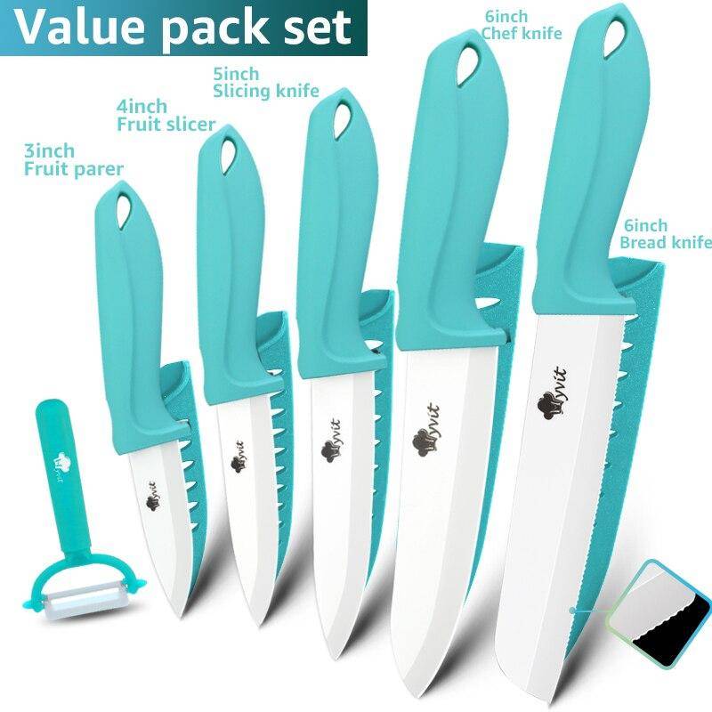 Keramikmesserset 3 4 5 6 Zoll Küchenmesserset Obst Gemüse Utility Slicing Zirkonium Weiße Klinge Kochmesser 34566inch peeler blau von Joom DACH