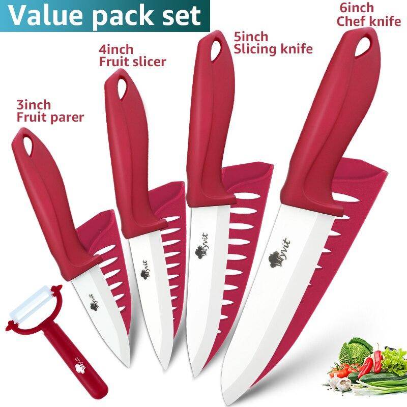 Keramikmesserset 3 4 5 6 Zoll Küchenmesserset Obst Gemüse Utility Slicing Zirkonium Weiße Klinge Kochmesser 3456inch peeler rot von Joom DACH