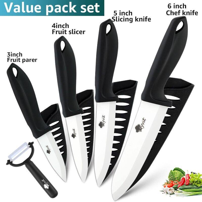 Keramikmesserset 3 4 5 6 Zoll Küchenmesserset Obst Gemüse Utility Slicing Zirkonium Weiße Klinge Kochmesser 3456inch peeler schwarz von Joom DACH