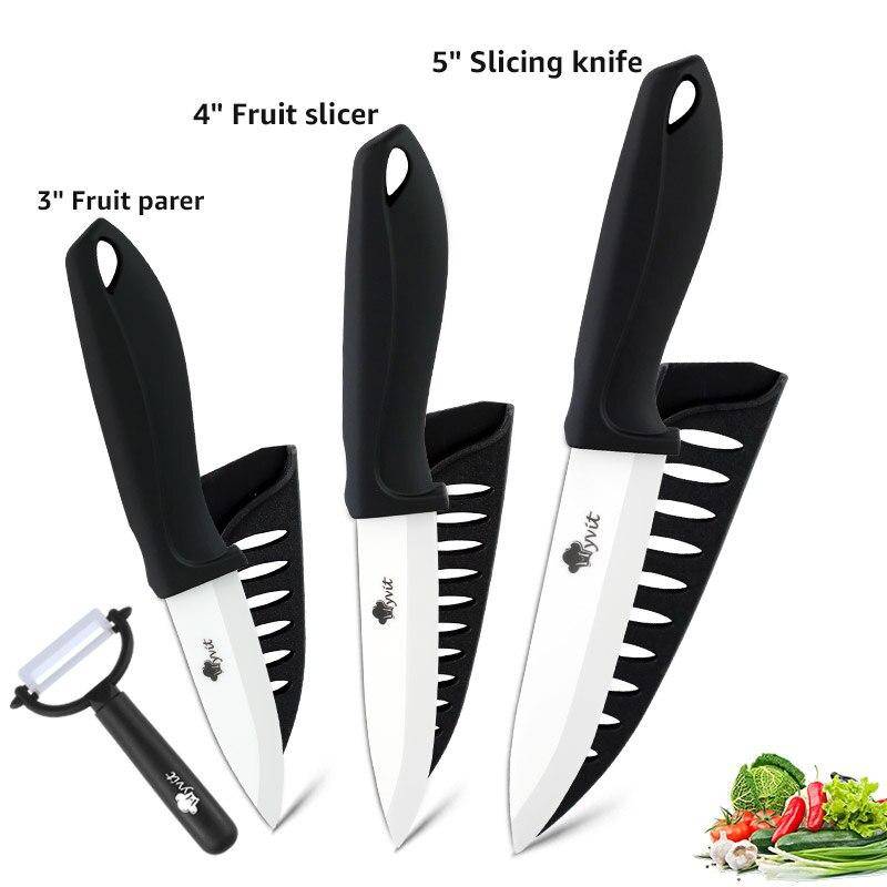 Keramikmesserset 3 4 5 6 Zoll Küchenmesserset Obst Gemüse Utility Slicing Zirkonium Weiße Klinge Kochmesser 345inch peeler schwarz von Joom DACH