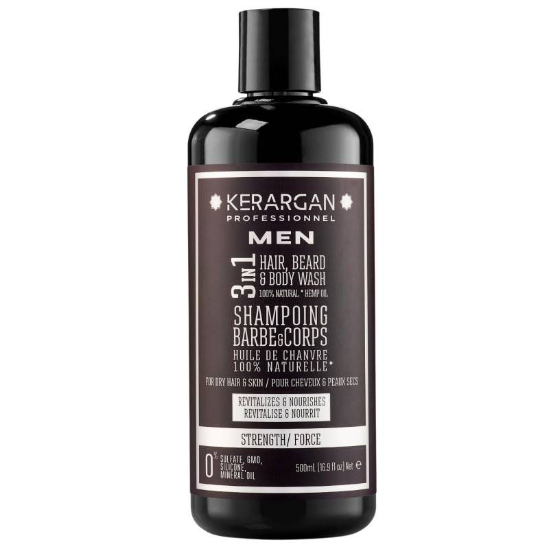 Kerargan – 3-in-1-Shampoo für Männer – ideal zur Stärkung und Stimulierung des Wachstums – frei von Sulfaten, Parabenen und Silikonen – 500 ml 500 grau von Joom DACH