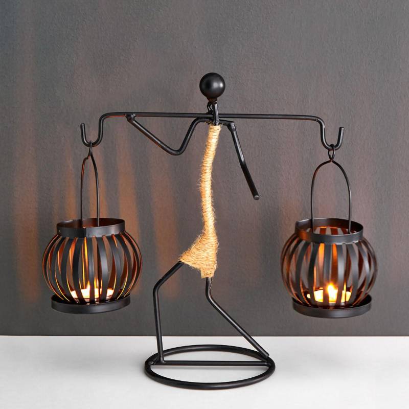 Kerzenhalter Schmiedeeisen Einzigartige Form Hanfseil Künstlerischer Kandelaber Für Bar Dekoration Essen von Joom DACH