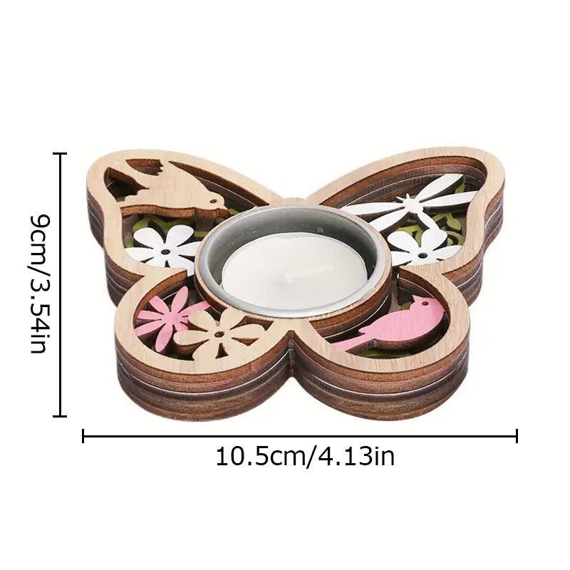 Kerzenständer aus Holz Wohnzimmer Schnitzmuster Dekorative Herzform Heimparty Blumenform Desktop-Ornamente Dekoration von Joom DACH