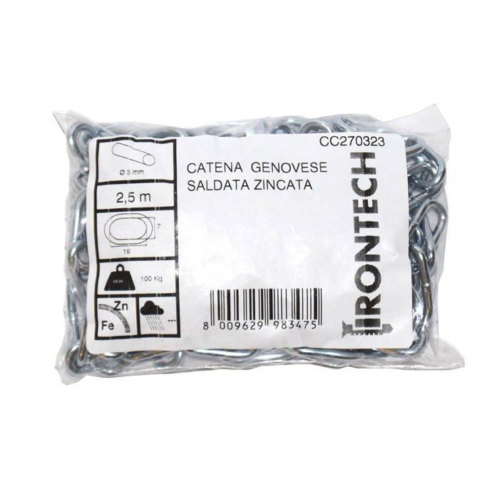 Kette - Masidef - CC270327 - Verzinkter Stahl - 5 m - Maximale Last 100 kg von Joom DACH