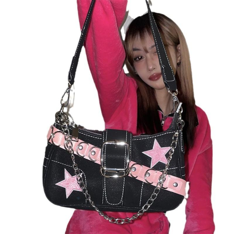 Kette Süße und Scharfe Tasche, Laserherz, Süßes und Cooles Mädchen, Nischendesign Kleine Tasche, Hot Girl Achseltasche schwarz von Joom DACH