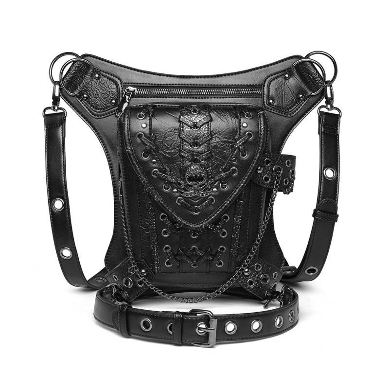 Kettentasche für Damen, Steampunk-Skelett-Motorradtasche für Damen, Ein-Schulter-Umhängetasche für Reisen, Hüfttasche für Herren von Joom DACH