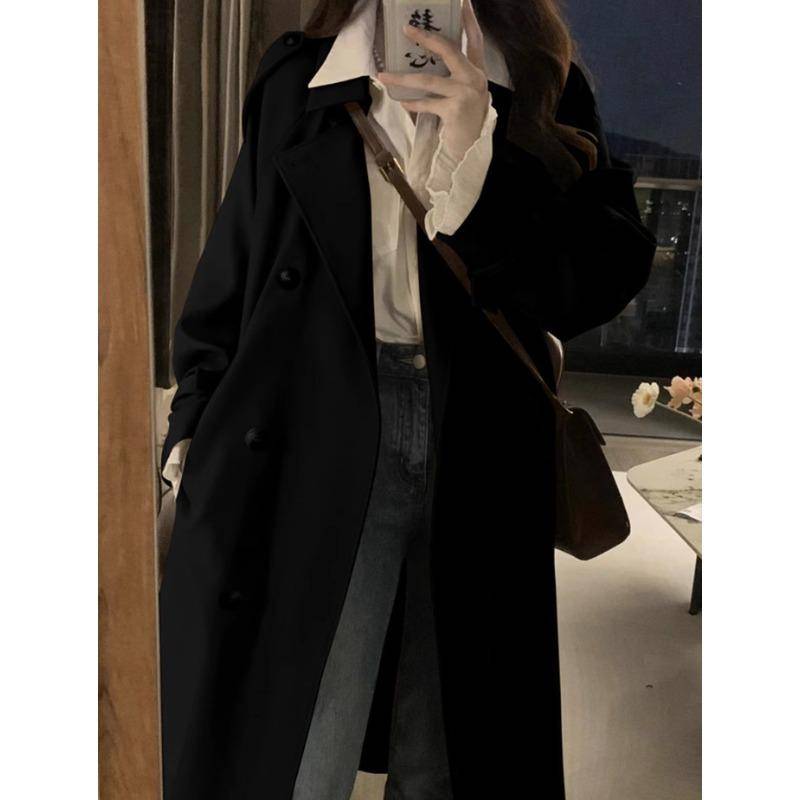 Khakifarbener zweireihiger Trenchcoat für Damen im Frühling und Herbst, neuer koreanischer Stil, Retro-britischer Stil, vielseitiger kleiner Trenchcoat für Damen L von Joom DACH