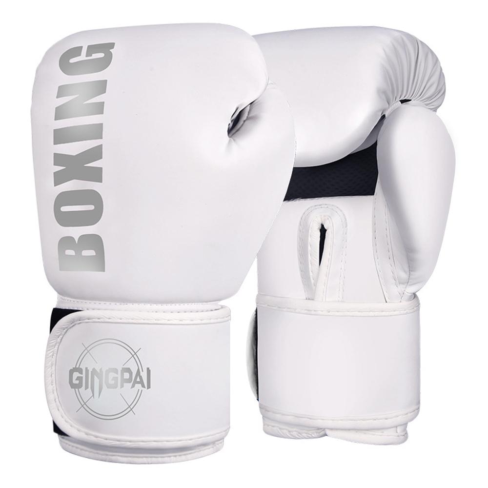 Kickbox-Trainingshandschuhe PU-Boxhandschuhe Boxsackhandschuhe für Erwachsene Kinder 12oz weiß/silber von Joom DACH