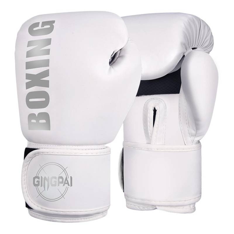 Kickbox-Trainingshandschuhe PU-Boxhandschuhe Boxsackhandschuhe für Erwachsene Kinder 12oz weiß/silber von Joom DACH