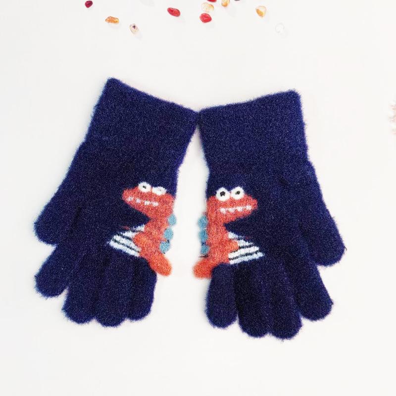 Kinder Dicke Samt Dinosaurier Handschuhe - Gemütliches Imitat Kaninchenfell für Jungen & Mädchen im Kindergarten & in der Grundschule von Joom DACH