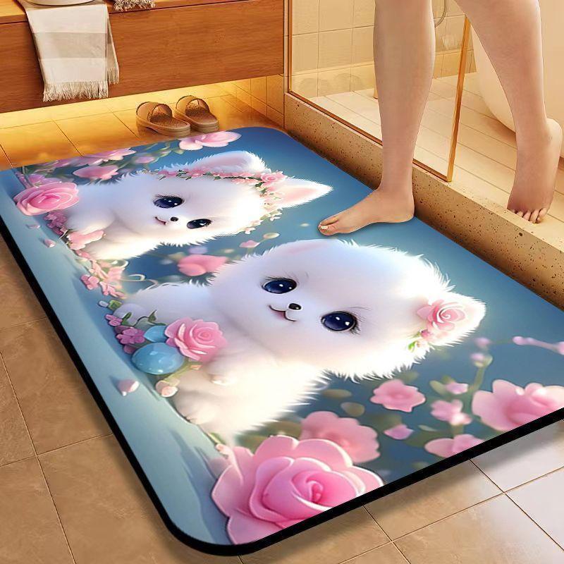 Kieselgur Saugmatte Cartoon Niedlicher Welpe Badezimmer Bodenmatte Toilette WC Tür Rutschfeste Fußmatte Schnelltrocknende Matte XL von Joom DACH