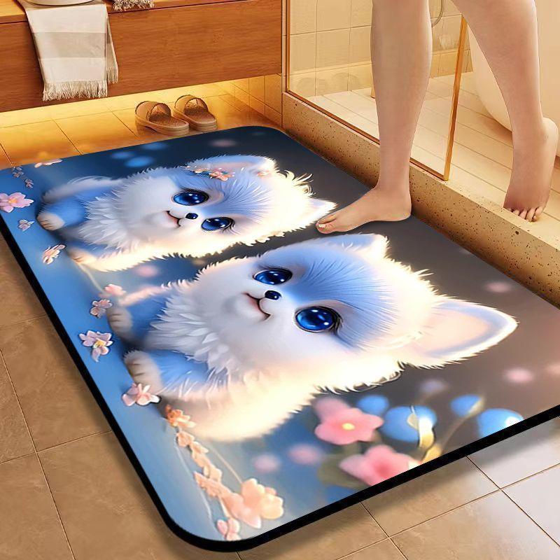 Kieselgur Saugmatte Cartoon Niedlicher Welpe Badezimmer Bodenmatte Toilette WC Tür Rutschfeste Fußmatte Schnelltrocknende Matte XL von Joom DACH